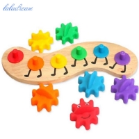 Color Perception Gear Set Montessori Educational Toy with Wooden and Plastic Material