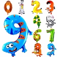 6 Inches Animal Cartoon Number Foil Balloons Party Hat Digit Air Ballons Birthday Party for Kids Toys