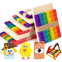 50Pcs DIY Wooden Stick Popsicle Ice Cream Sticks Colorful Hand Crafts Art Creative Educational Toys For Children Kids Baby