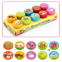 Set of 10 Cartoon Stamp Toys for Kids - Animals, Fruits, Vehicles and More - Perfect for Scrapbooking, DIY Projects and Fun!