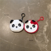 2Colors Choice - New Small 7CM Panda Plush Purse , Lady Kid's Small Key Hook Plush Purse