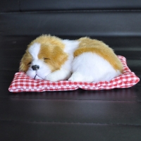 Car Ornament Plush Dogs Barking Sound Doll Electric Simulation Sleeping Puppy Toy Automotive Dashboard Decor Cute Gift
