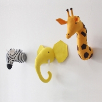 3D Animal Heads Wall Mount Zebra/Elephant/Giraffe Stuffed Toys Children Kids Room Wall Hanging Home Decoration Birthday Gifts