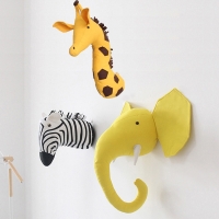 Zebra/Elephant/Giraffe 3D Animal Head Wall Mount Children Stuffed Toys Kids Room Wall Art Hanging Home Decoration Birthday Gifts