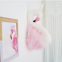 Cute Love Ins Crown plush Swan Wall Art Hanging Flamingo plush Doll Stuffed Toys Animals Head Wall Decor Kids girls Nursery Room