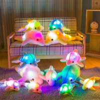 1pc 32cm Cute Creative Luminous Plush Toy Dolphin Doll Glowing LED Light Animal Toys Colorful Doll Pillow Children's Lovely Gift