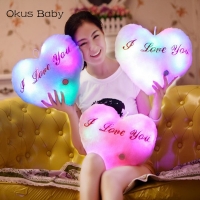 Heart Shaped Pillow Plush Light - Up Toys Glowing Toys With English Letter Kids Gift for Girl Friend Stuffed Pillow