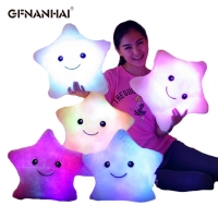 1pc 40cm Colorful Star Shape Toys Star Glowing LED Luminous Light Pillow Soft Relax Gift Smile Body Pillow Kids Valentines Gift