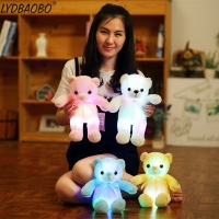32CM Creative Light Up LED Teddy Bear Stuffed Animals Plush Toy Glowing Teddy Bear Luminous Christmas Gift for Kids