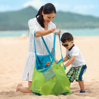 Portable Kids Beach Toys Storage Bag Sand Toy Mesh Bag Pouch Outdoor Toy Organizer Sundries Net Bags Drawstring Storage Backpack