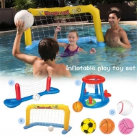 Inflatable Sports Game for Children and Adults - Football Goal, Volleyball, Basketball, Water Balloons, and Swimming Pool Fun - Ideal for Beach Parties.