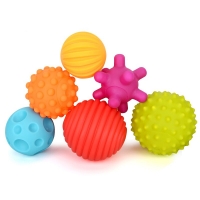 Infant Multi-Texture  Ball Play Water Baby Soft Touch Training Massage Ball Early Education Toy Touch Hand Grab Rubber  6pcs Kid