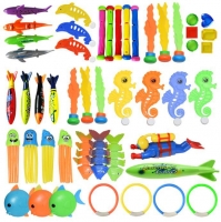Shark Rocket Pool Toy Set for Kids with Seaweed Grass, Sticks, and Diver - Perfect for Summer Beach Fun