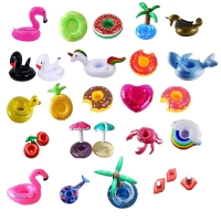 10pcs Mini Cute fanny toys Red Flamingo Floating Inflatable Drink Cup Holder Swimming Pool Bathing Beach Party Kids Toy Boia   
