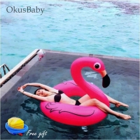 Pink Inflatable Life Buoy Bath Water Flamingo Toy Pool Rafts 2 Sizes For Children & Adult Swim Learning Tool Free Pump