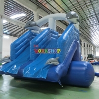 Inflated PVC Or Frame Pool Water Slide, Dophins Show Inflatable Water Slides, Dophin Theme Inflatable Waterslide