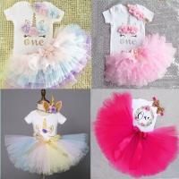My Little Baby Girl First 1st Birthday Party Dress Cute Pink Tutu Cake Outfits Infant Dresses Baby Girls Baptism Clothes 0-12M