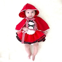 Newborn Baby Girls Tutu Dress + Cape Cloak Outfit Little Red Riding Hood Cosplay Photo Prop Costume Party Dresses Baby Clothes