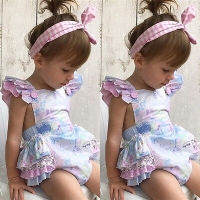 New Sweet Baby Girls Floral Romper Jumpsuit Outfits Sleeveless Toddler Newborn Lovely Adorable Kids Summer Clothes 0-3Y