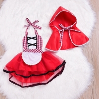 Newborn Cosplay Baby Girl Red Tutu Dress Little Red Riding Hood Photo Prop Costume Girls Party Dress +Cape Cloak Outfit