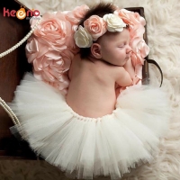 Keenomommy Ivory Tutu with Flower Headband Baby Tutu Set Newborn Photography Prop Cake Smash Baby Girl Tutu Skirt TS078