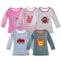 5 Packs Baby Girls T-Shirts Full Sleeve Babies Clothing Cotton Tee Tops Newborn Cartoon Animal Embroidery T-Shirt Boy Clothes