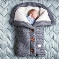 Baby Sleeping Bags Envelope Winter Kids Sleepsack Footmuff For Stroller Knitted Sleep Sack Newborn Swaddle Knit Wool Slaapzak