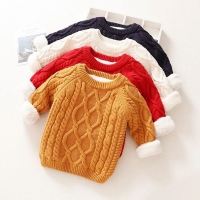 Unisex Velvet Knit Cardigan for Winter Baby Clothing - Solid Color.