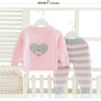 2020 Baby Girl Boy Knitted Autumn Sweater Kids Knitting Outwear Long Sleeve Baby Clothes Clothing 2Pieces(Tops+Pants)