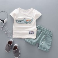 Baby Boy Cotton Cartoon Summer Clothing Set: T-shirt and Pant Suit