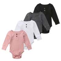 0-24 M Toddler Baby Girls Clothes  Basic Pure Color Outfit Long Sleeve Cotton Romper Baby Clothing