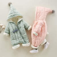 Baby fleece jackets Infant kids Winter Cotton Snowsuit Diagonal zipper Design Newborn Girl Clothes For Boys Coats hooded mantle