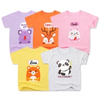 5 Packs Baby Girls T-Shirts Summer Short Sleeve Baby Clothing Cotton Tee Tops Cartoon Animal Embroidery Boy Clothes Kids T-Shirt