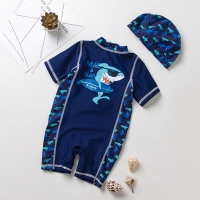 UV-Protective Baby Shark One-Piece Infant Swimwear for Boys (0-5T) -Ideal for Surfing, Diving and Beachwear.
