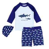 New Summer Kids Boy Swimwear for Boys Fashion Cartoon 3Pcs Children Swimsuits with Sun Cap Toddler Baby Girl Beach Bath Clothes