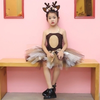 Deer Tutu Dress Special Occasion Dresses Elk Reindeer Outfit For Birthday Child Winter Recital Party Cosplay Costume Clothes