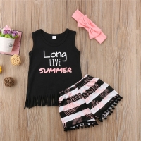 2018 3pcs Baby Set Summer Infant Baby Girl Clothes Set Vest Top+Floral Shorts With Headband  Baby Girl Outfit 0-24M