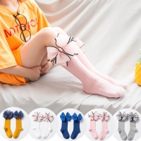 Fashion Children Socks With Bows Baby Girls Sock Knee High Cotton Toddler Long Socks For Kids Candy Color One Pair Infant Sock