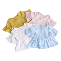 Flaer Sleeve Spring Summer Girls Blouses Tops Cotton Casual Kids Girl Shirts for Children Clothing Shirts Dress