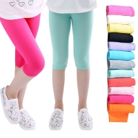 3-10years Girls Knee Length Kid Fifth Pants Candy Color Children Cropped Clothing Spring-Summer All-matches Bottoms Leggings