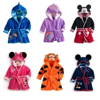 Children's Bathrobe Nemo Minnie Mickey  Soft Velvet Robe Baby Girls Pajamas Coral Kids Warm Toddler Robes Infant Clothes