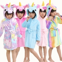 Children Animal Bathrobe For Boys Girls Home Autumn Winter Clothes Unicorn Cartoon Pattern Hooded Robes Beach Kids Sleepwear