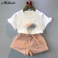 Melario Cotton Girls Clothing Sets Summer Vest Two Piece Sleeveless Children Sets Fashion Girls Clothes Suit Casual Dot Outfits