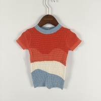 BOBOZONE wave short-sleeve thin sweater for kids boys girls summer sweater