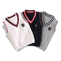 Spring autumn 100% cotton cardigan teen boy's V-neck sweater vest kids waistcoat School girls winter sweaters for 4-14 Years