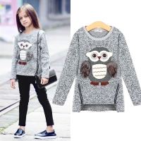 Sweater For Girls Kids Toddler Girsl Sweaters Pullover for Winter Autumn 2018 Clothes Cute Owl Warm Fleece Lined with Zipper