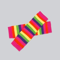 Warm Rainbow Leg Warmers and Socks Set for Kids - Cotton and Bar Code Stripes Plus Yarn Socks for Winter.