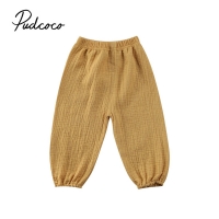 2018 Brand New Toddler Infant Child Baby Girls Boy Pants Wrinkled Cotton Vintage Bloomers Trousers Legging Solid Pants 6M-4T