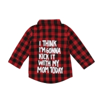 2-7Years Red Plaid Fashion Toddler Kids Boy Girl Long Sleeve Shirts Back Letter Print Tee Tops Clothes 2019 New
