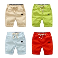 2022 Summer Boys Casual Shorts Children Cotton Elastic Waist Pants Toddler Kids Knee Length Pants Solid Color Baby Boys Clothes